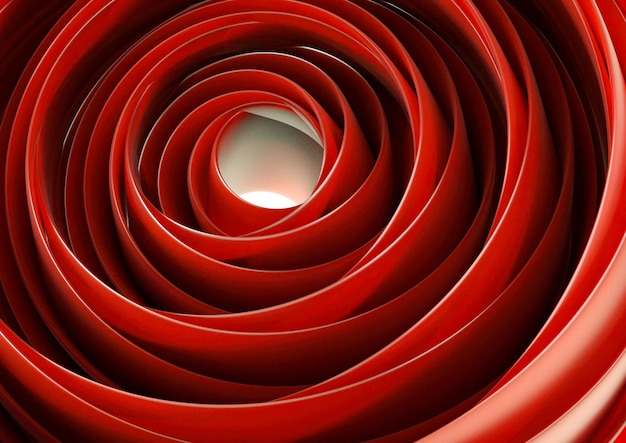 Red twisted rings in the style of abstraction 3d render