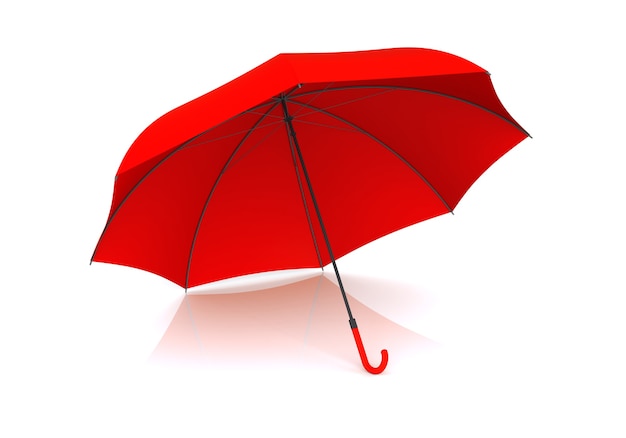 Red Umbrella Isolated on a White Background