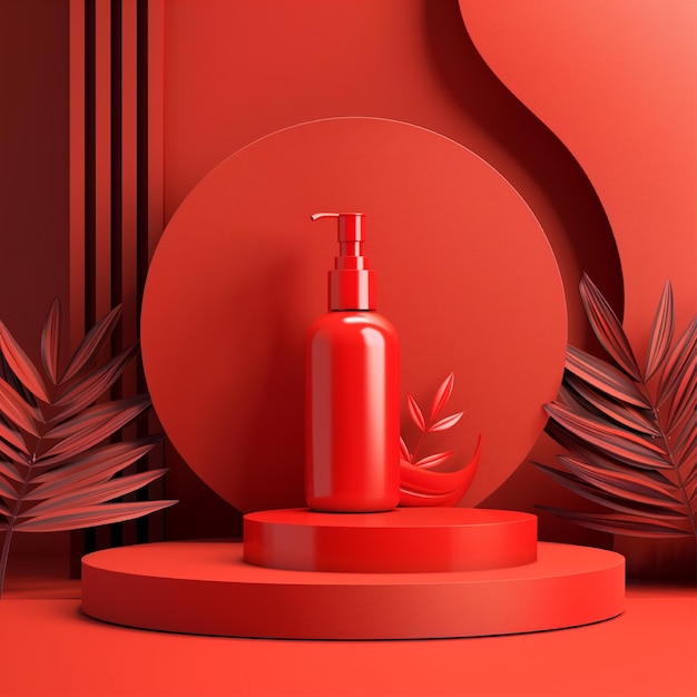 red valve podium concept for skin care products