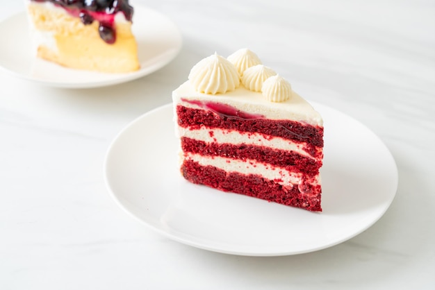 Red velvet cake on plate