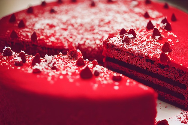 Red velvet cake on wood board Slice of cake Raspberry cake Devil's cake Wedding dessert Birthday party Delicious dessert Traditional american dessert