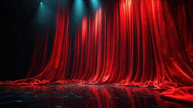 Photo red velvet curtains stage