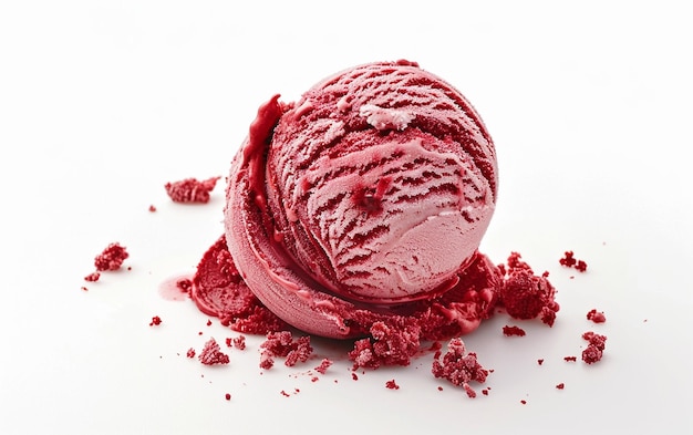 Photo red velvet ice cream against a white backdrop