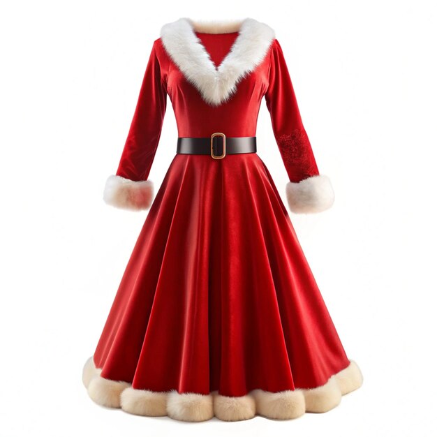 Red Velvet Santa Clause 3D Outfit For Christmas Night Mockup On White Background