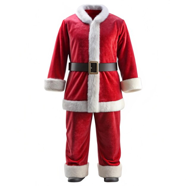 Photo red velvet santa clause 3d outfit for christmas night mockup on white background