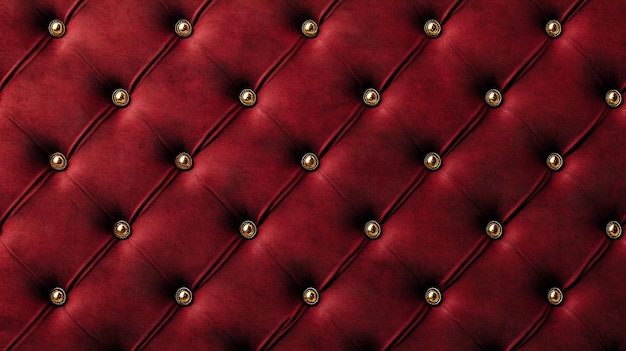 Red Velvet Upholstery with Gold Studs