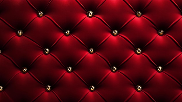 Red Velvet Upholstery with Gold Studs