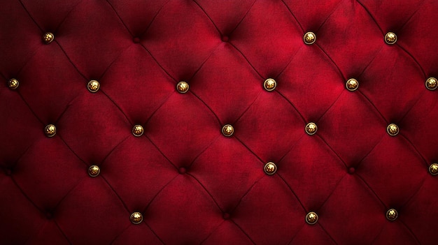 Red Velvet Upholstery with Gold Studs