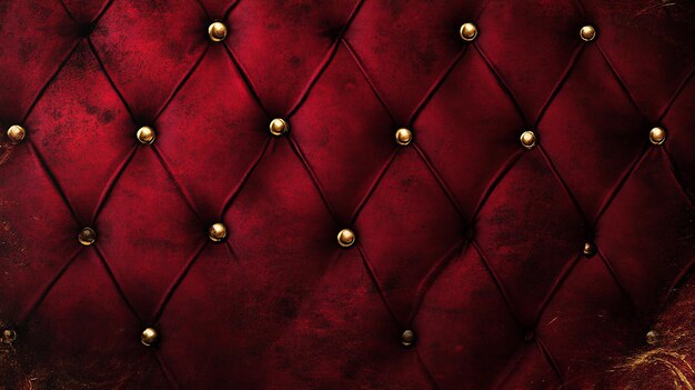 Red Velvet Upholstery with Gold Studs