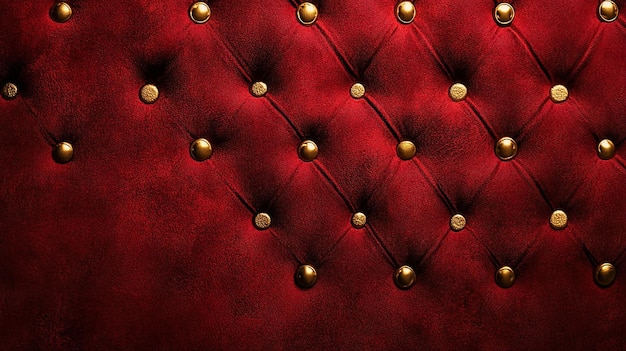 Red Velvet Upholstery with Gold Studs