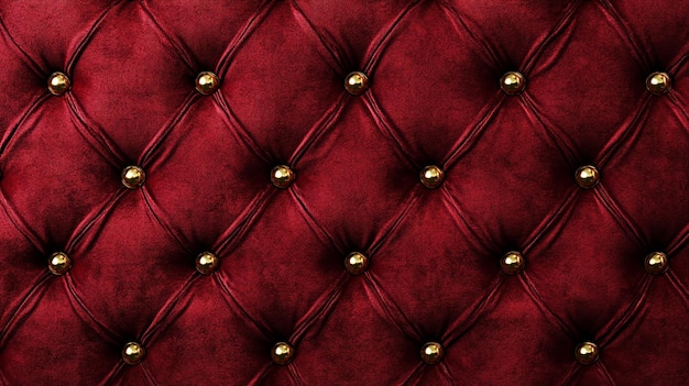 Red Velvet Upholstery with Gold Studs