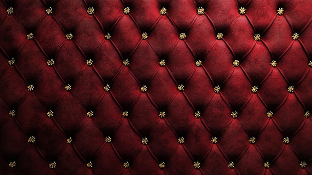 Red Velvet Upholstery with Gold Studs