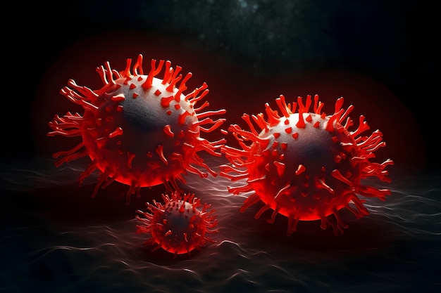 A red virus is shown in this illustration