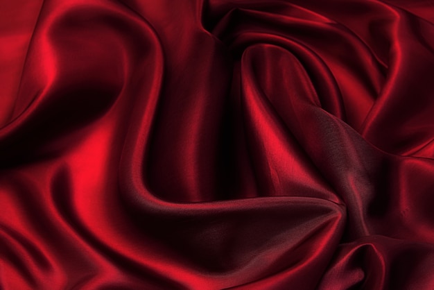 Red viscose fabric texture. Background, pattern.