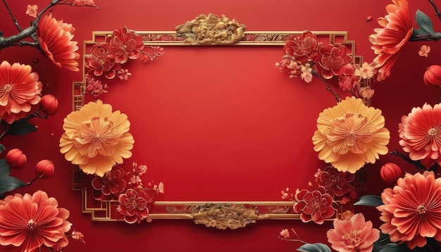 a red wall with flowers and a frame that says hibiscus