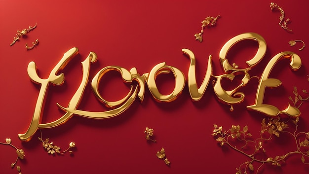 Photo a red wall with gold letters that say love