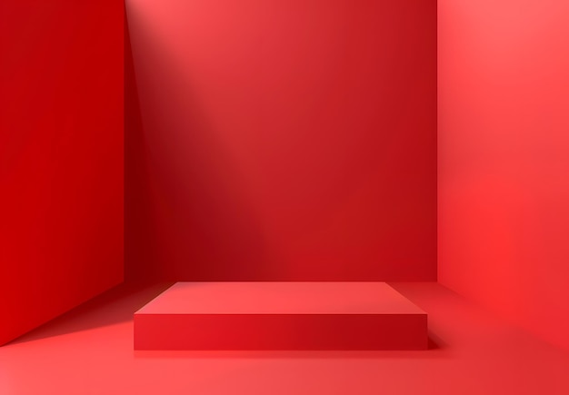 a red wall with a red object in the corner