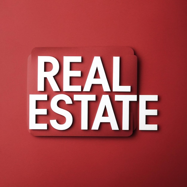 a red wall with a sign that says real estate estate estate estate estate