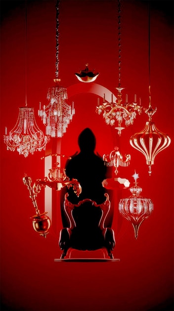 a red wall with a silhouette of a person in a room with a red background