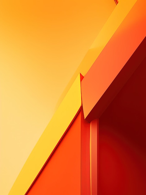 A red wall with a triangular shape and a yellow background.