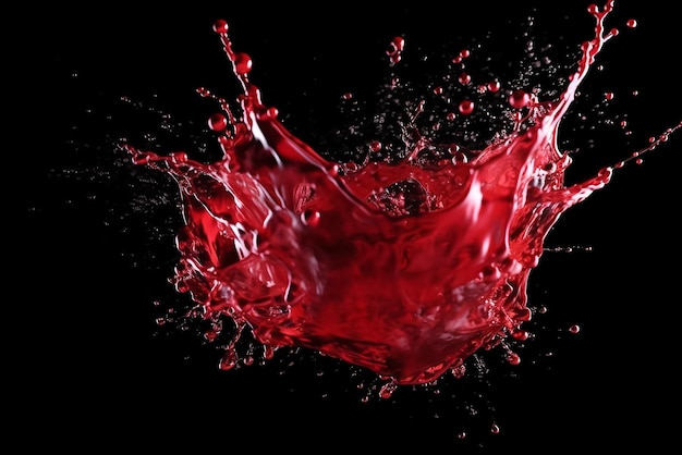 Red water splash abstract isolated background