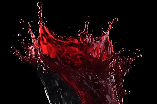 Red water splash abstract isolated background