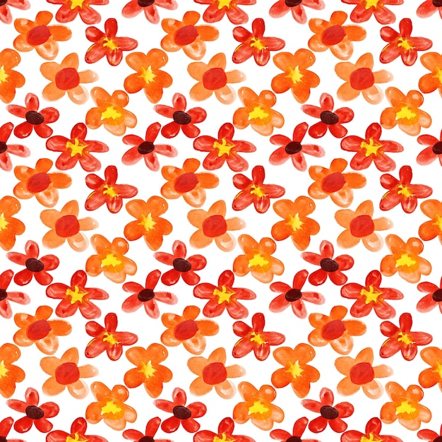 Red watercolor flowers - seamless floral pattern