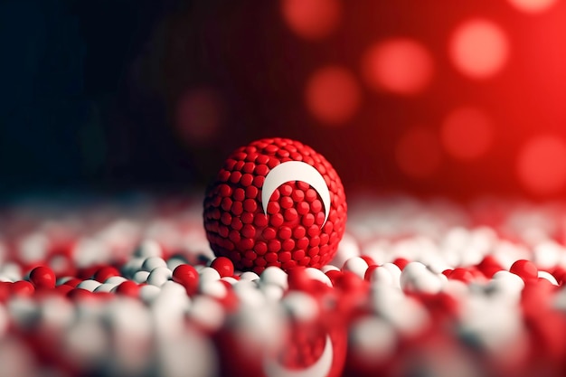 Red and white 3D Render Minimalist Turkey flag bokeh background with minimalist symbol Generative AI