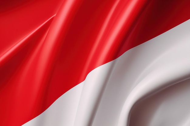 Red and white background waving national flag of Indonesia waved highly detailed closeup