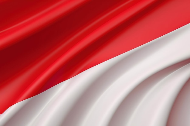 Red and white background waving national flag of Indonesia waved highly detailed closeup