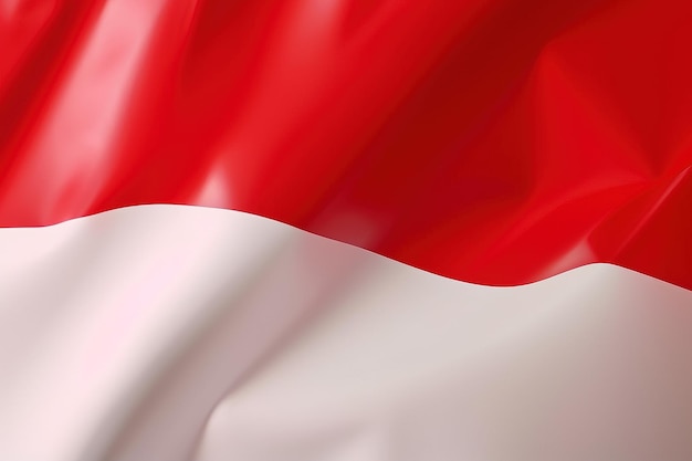 Red and white background waving national flag of Indonesia waved highly detailed closeup