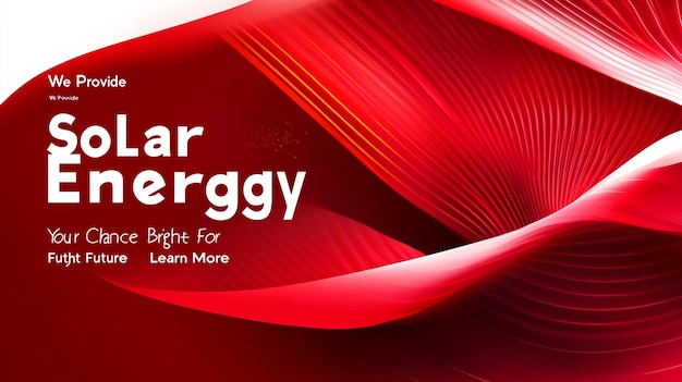 Photo red and white banner with 50 off solar energy