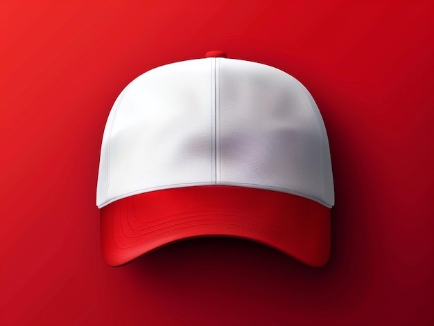 a red and white baseball cap with a white stripe on the front