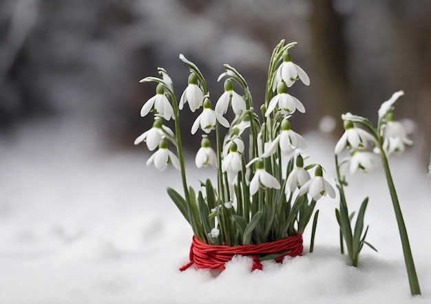 Red and white beautiful Martisor Ai generated