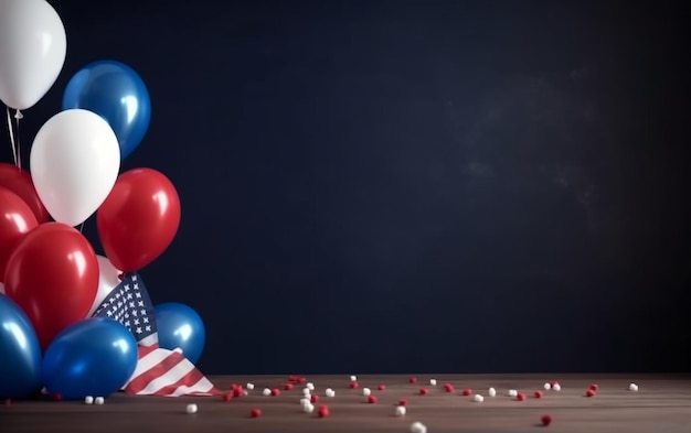 Red, white and blue balloons with the word usa on them