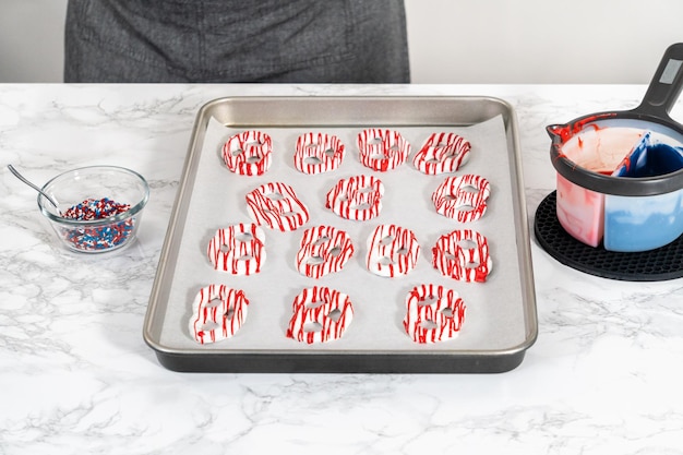 Red White and Blue Chocolate Covered Pretzel Twists