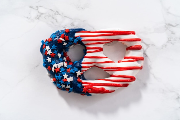 Red White and Blue Chocolate Covered Pretzel Twists