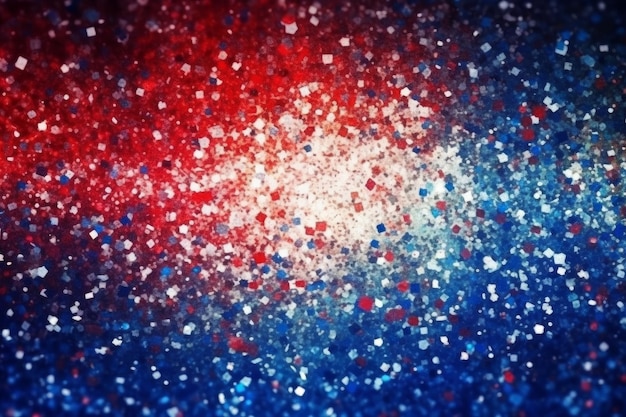 Red, white, and blue glitter with the word independence on it.