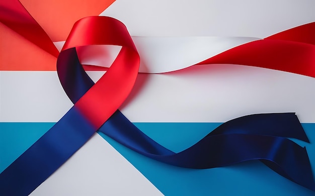 Photo red white and blue ribbon on a colored background generativeai