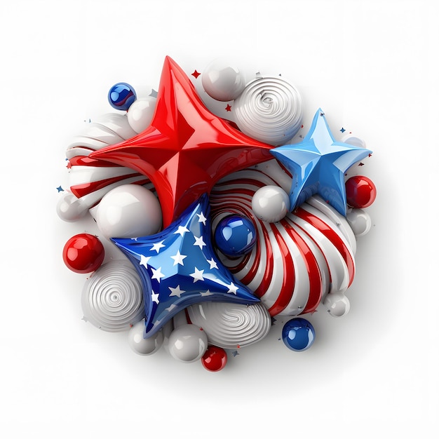 A red, white and blue star decoration with stars and stripes.