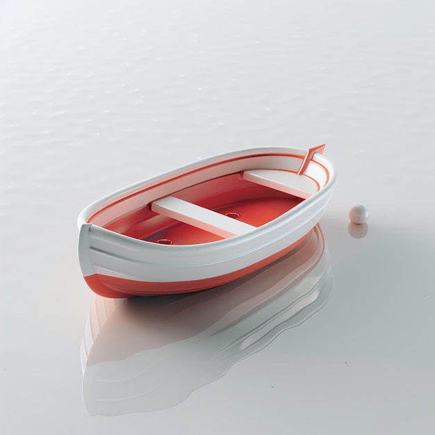 Photo a red and white boat floating in the water