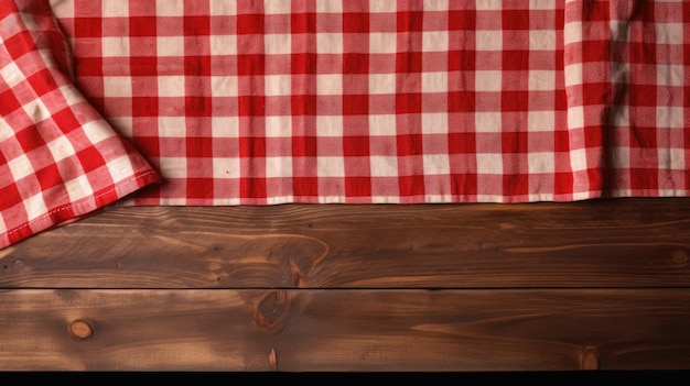 A red and white checkered table cloth with a bottle of beer on it.