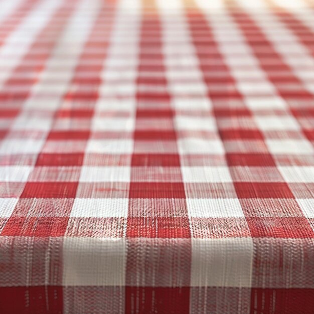 Red and white checkered tablecloth