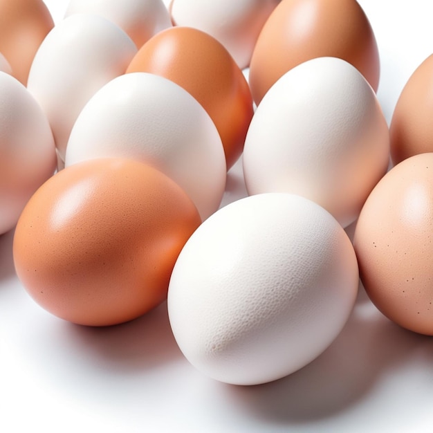 red and white eggs on white background