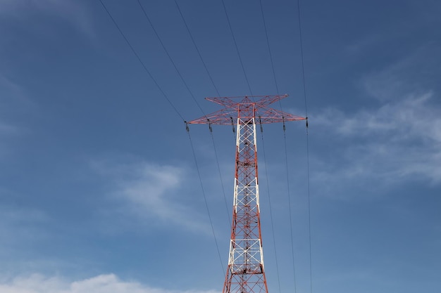 Red and White Electric Pole