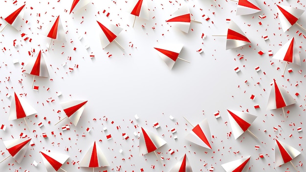 Photo red and white festive background with confetti