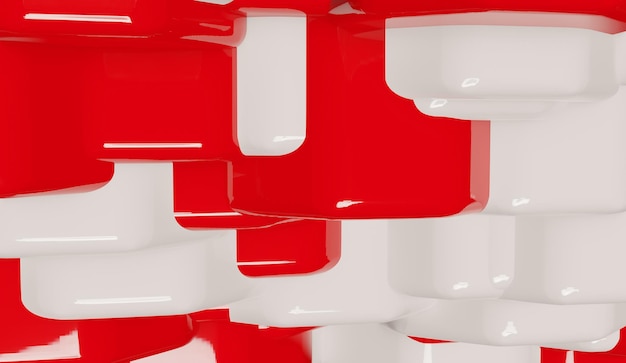 Red and white glossy cubes medicine abstract 3d render illustration