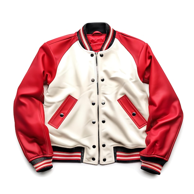 a red and white jacket with a white stripe and a red stripe on the front