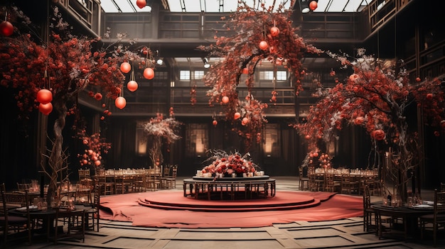 red and white location for wedding ceremony