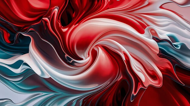 a red and white painting of a red and white striped liquid